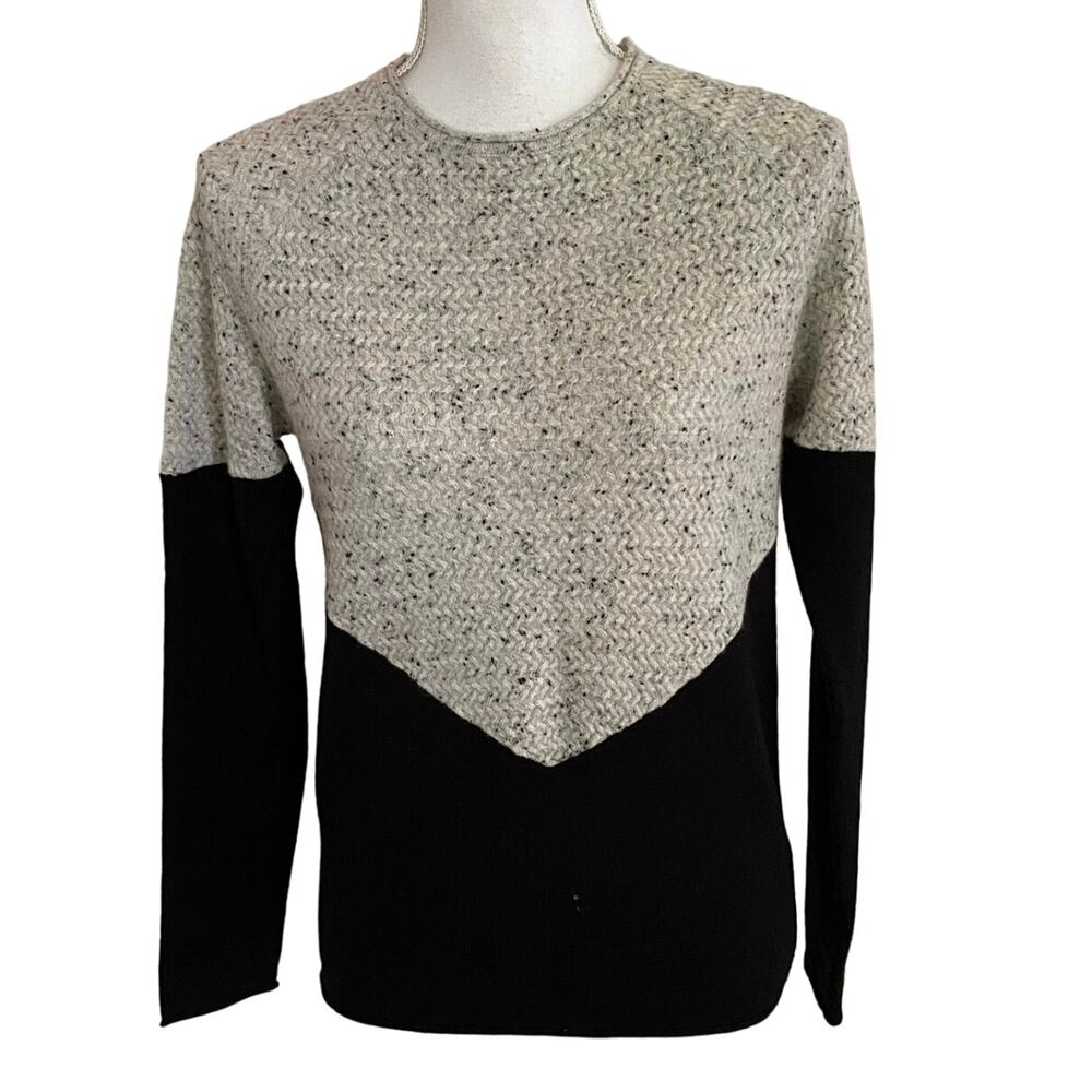 NEW Kier + J Size S 100% Cashmere Colorblock Sweater Textured Knit